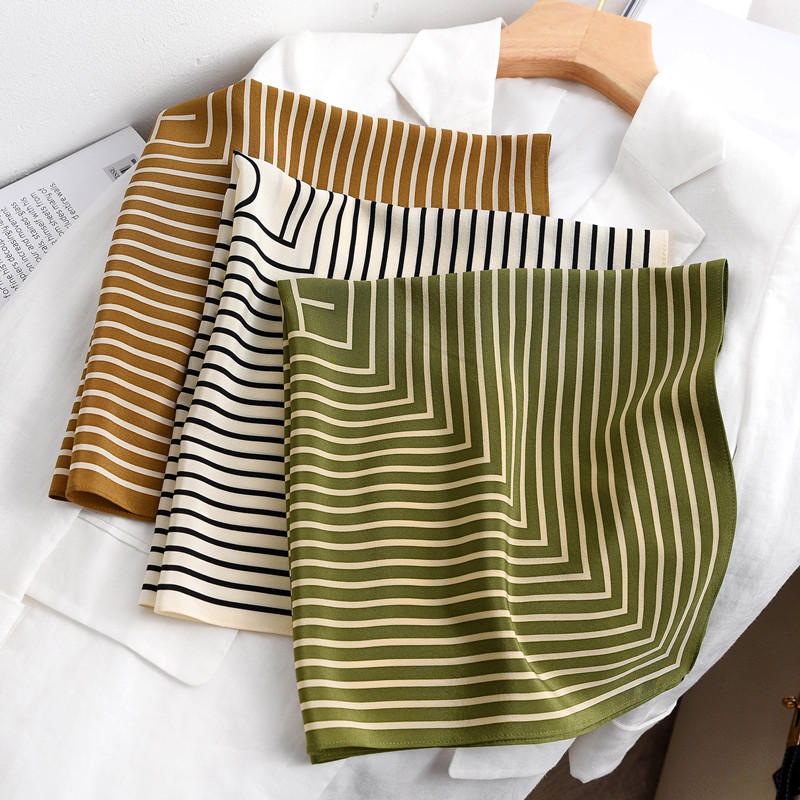 Silk Tie Striped - Écharpes à rayures imprimées pour femmes,