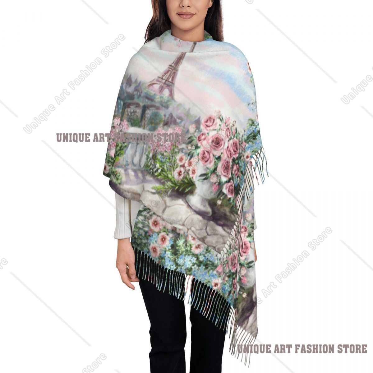 Pashmina Wrap Large - Peinture à l'huile France Paris Tour