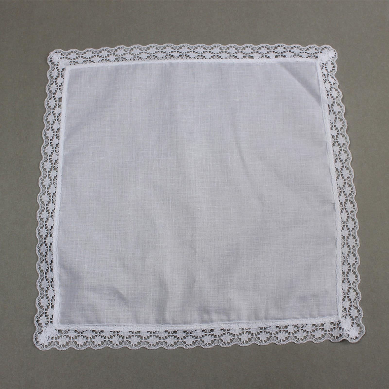 Handkerchief Cotton Men - 6x Mouchoirs en dentelle blanche unie