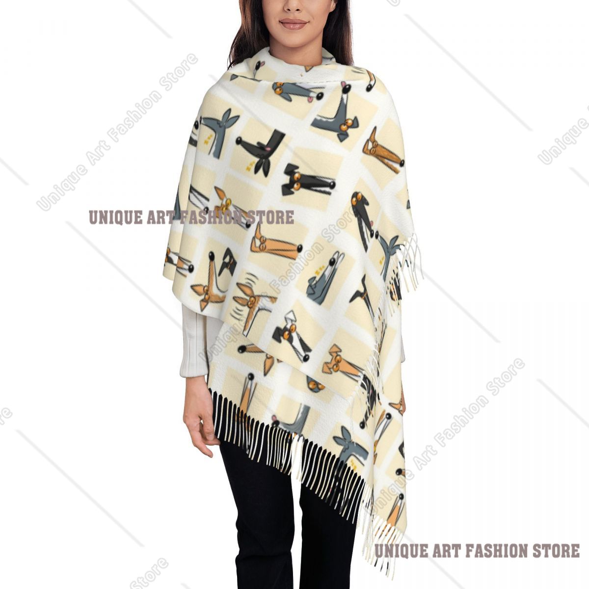 Pashmina Wrap Large - Écharpe à pampilles pour femmes, couvre-chef,