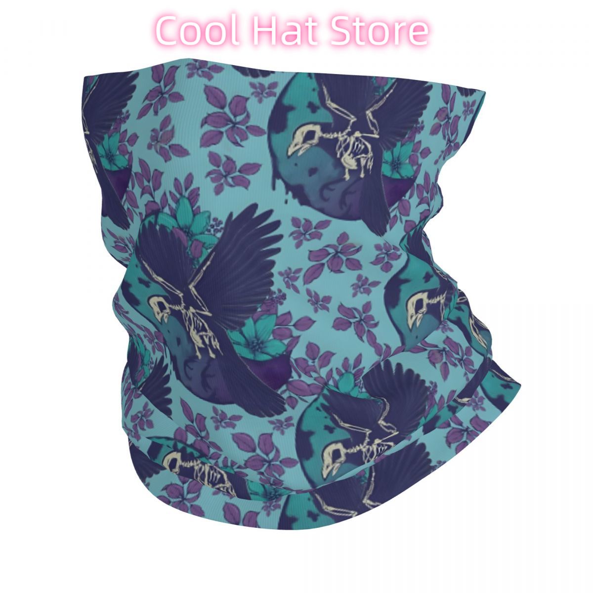 Neck Warmer Tube - Corbeau squelette et lune bandeau cou