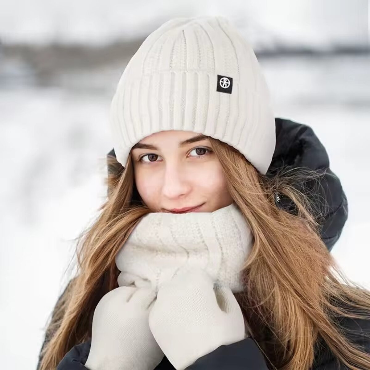 Muffler Men Wool - 3 pièces hiver bonnet chapeau gants