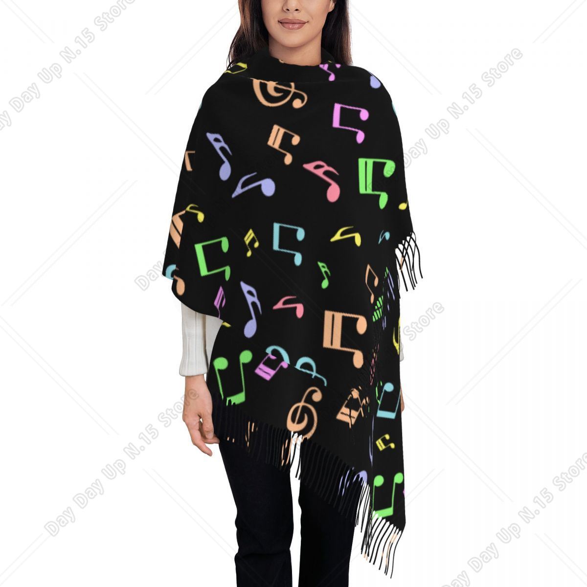 Châle à motif de notes musical - Pashmina Wrap Large avis et prix