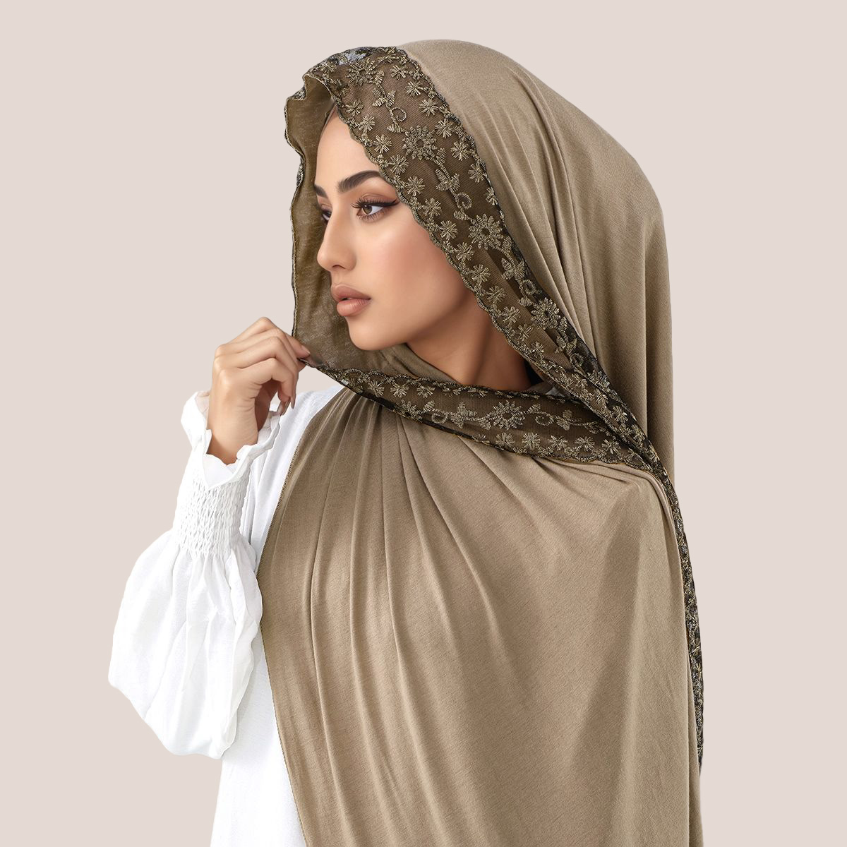 Dentelle broderie coton Jersey - Head Wrap Turban avis et prix