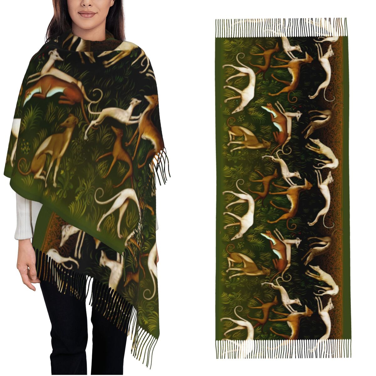 Greyhounds châle enveloppement - Pashmina Wrap Large avis et prix