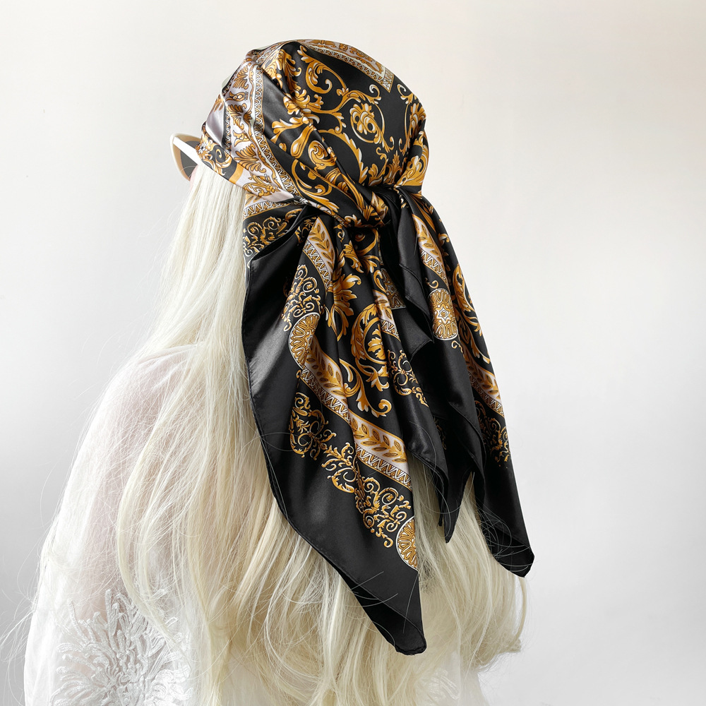 Foulard carré en satin de soie - Head Wrap Turban avis et prix