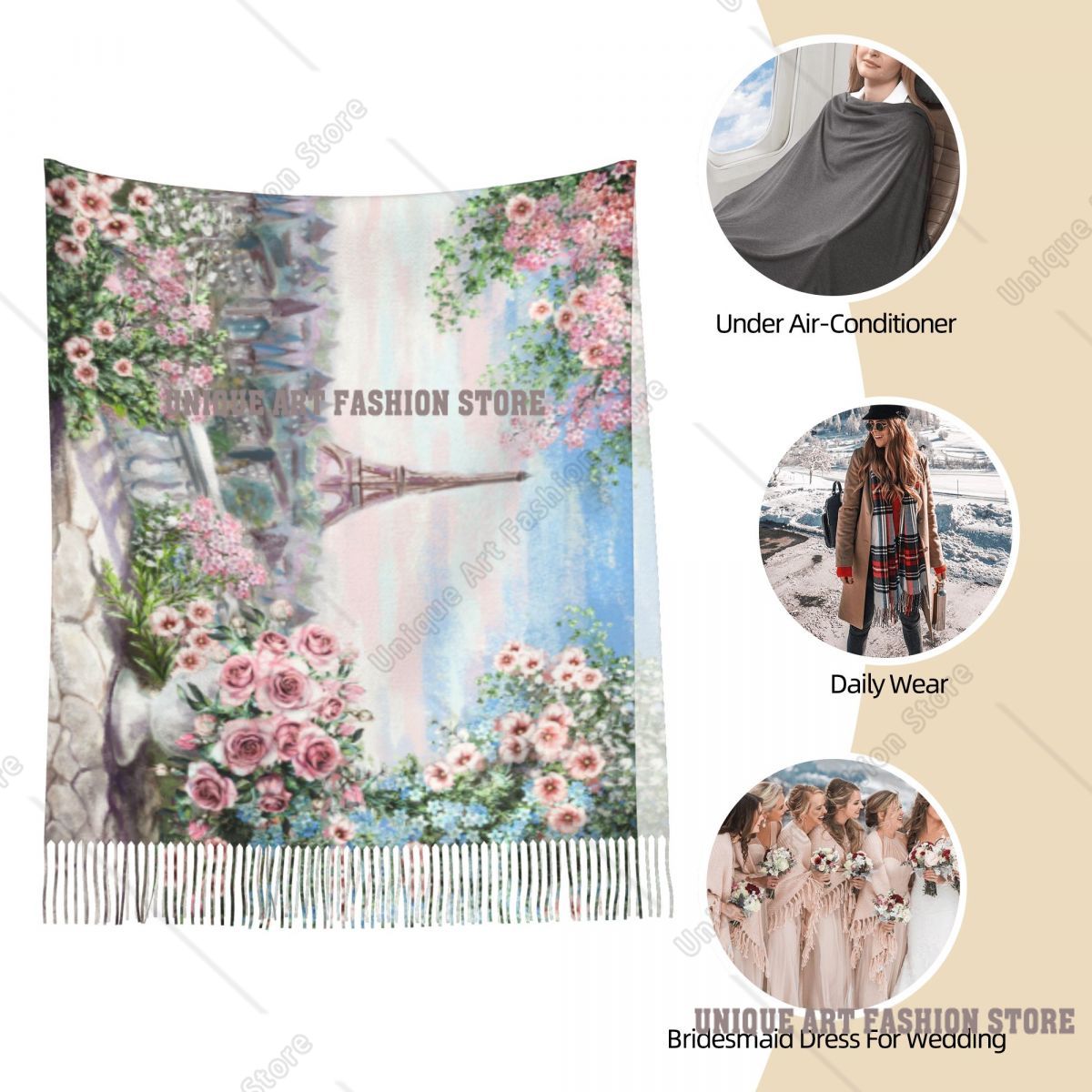 Peinture à l'huile France Pari - Pashmina Wrap Large avis et prix