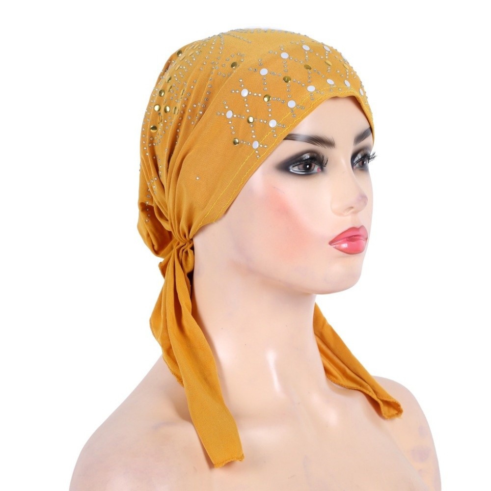Turban Hijab en sequins dorés  - Head Wrap Turban avis et prix