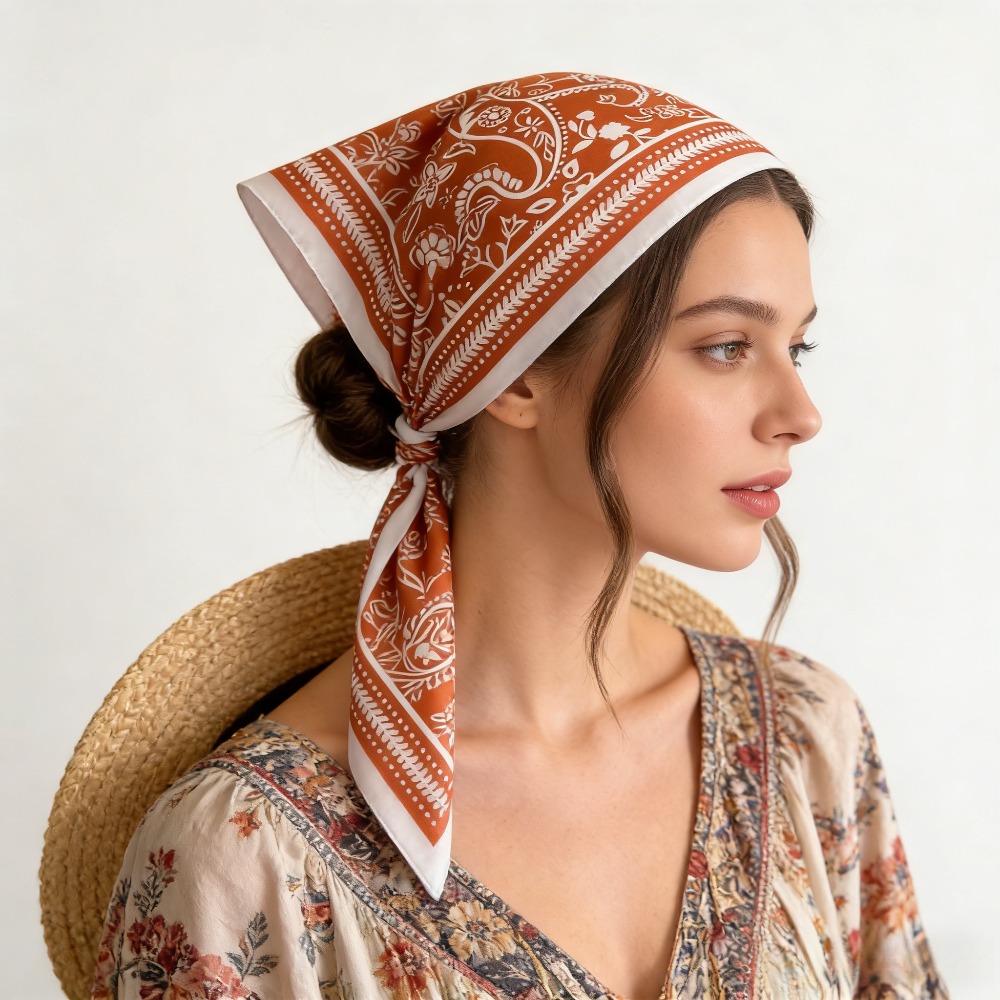 1 pièce, foulard en soie à imp - Scarf Silk Square avis et prix