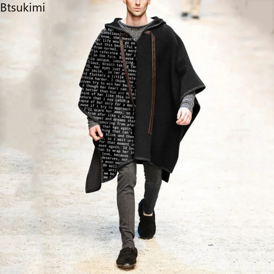 Poncho à capuche en laine impr - Muffler Men Wool avis et prix