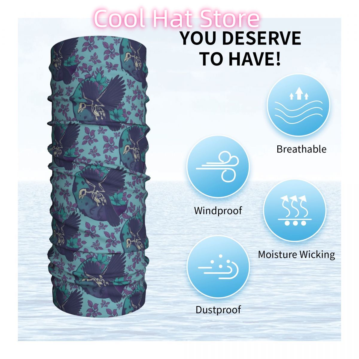 Corbeau squelette et lune band - Neck Warmer Tube avis et prix